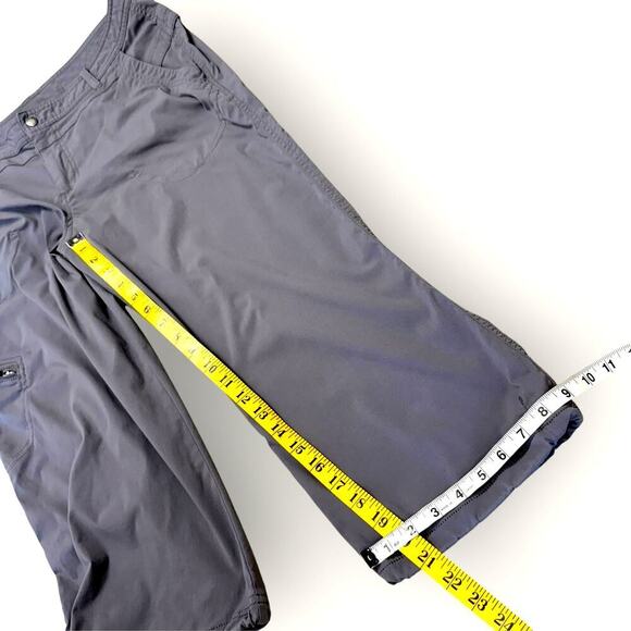 Eddie Bauer Travex Cargo Capri Active Pants Mid Rise Drawcord Hem Size 14 Gray - Picture 14 of 16